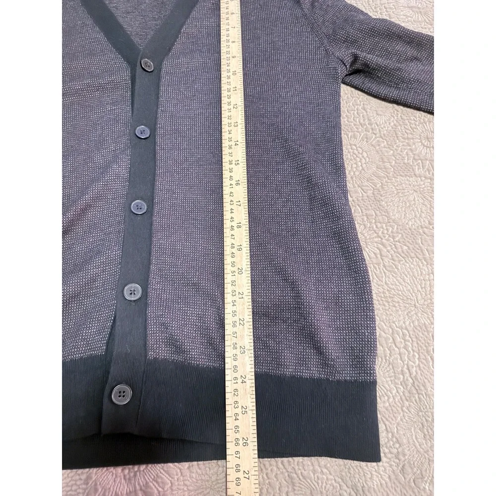 Banana Republic Mens Silk Cotton Cashmere Cardigan Sweater Purple Black Medium